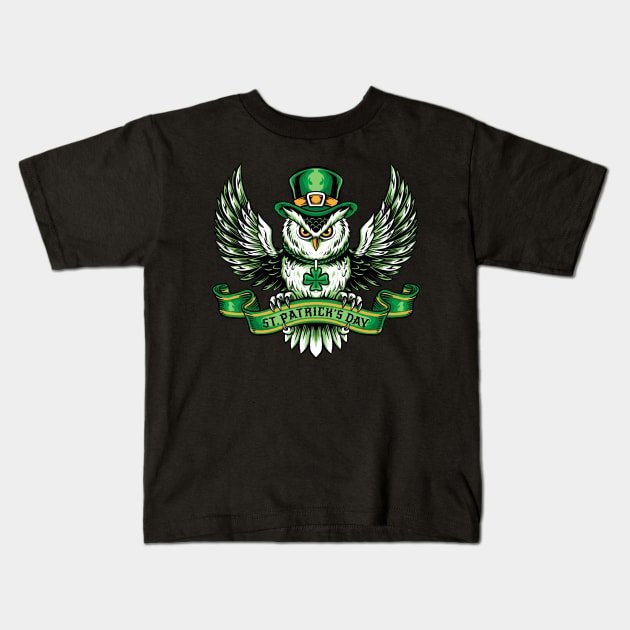 green owl Kids T-Shirt by spoilerinc